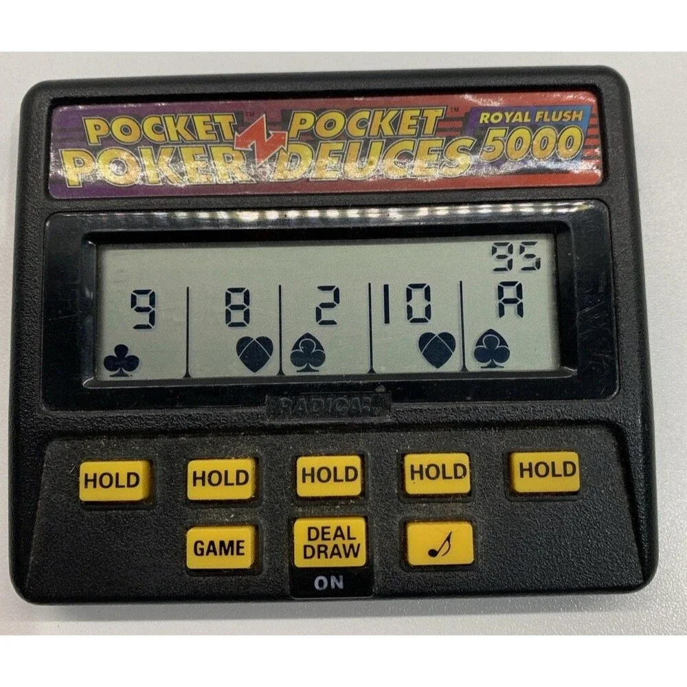 Radica Pocket Poker Deuces 5000 Model 1314 Handheld Electronic Game Tested Works